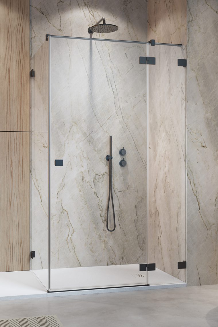 душевой уголок radaway essenza pro 8 brushed gunmetal kdj 80x70 правый, стекла прозрачные, профиль брашированная оружейная сталь