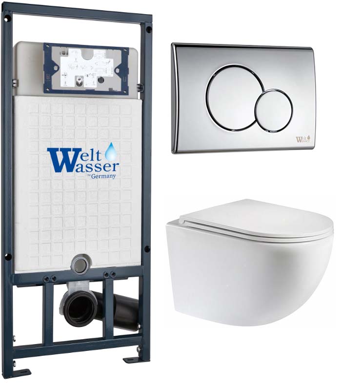 комплект инсталляции welt-wasser marberg 507 rd cr клавиша хром, с унитазом teymi lina vortex t40110