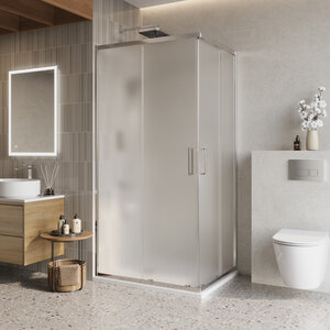 душевой уголок belbagno luce 100x80 стекло матовое / профиль хром