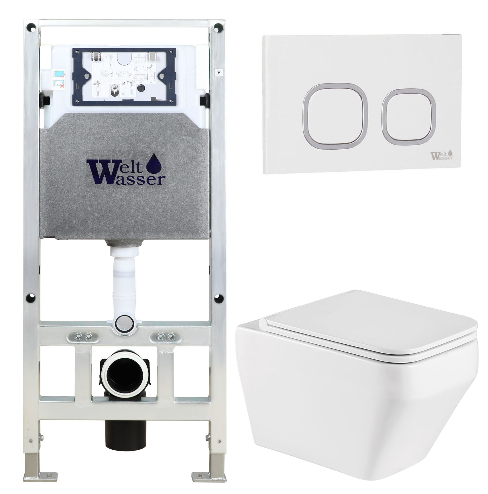 комплект welt-wasser amberg 506 st + hofbach 041 gl-wt + amberg rd-wt с белой клавишей