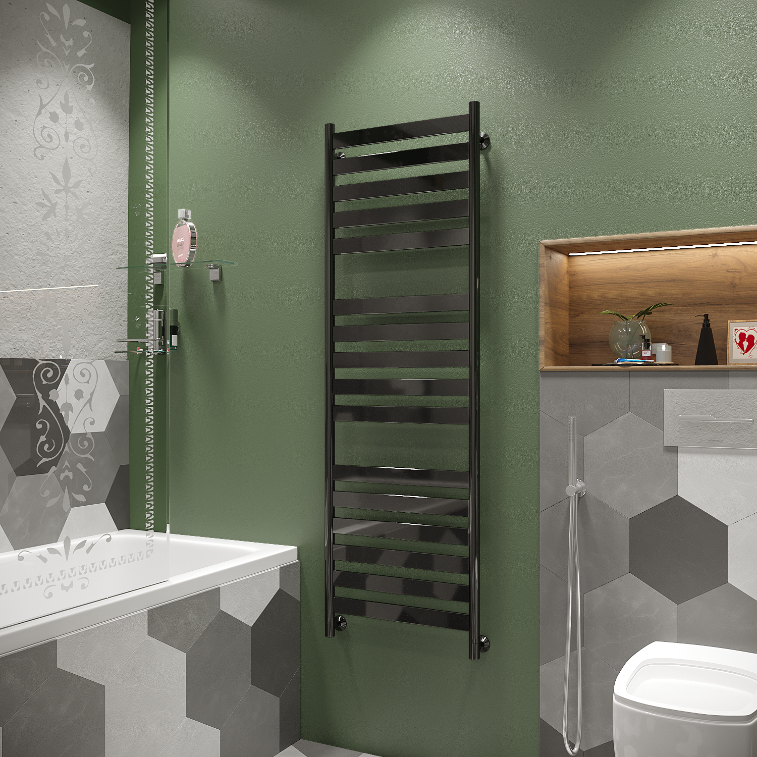 полотенцесушитель водяной stinox napoli luxe 50x160 черный глянец