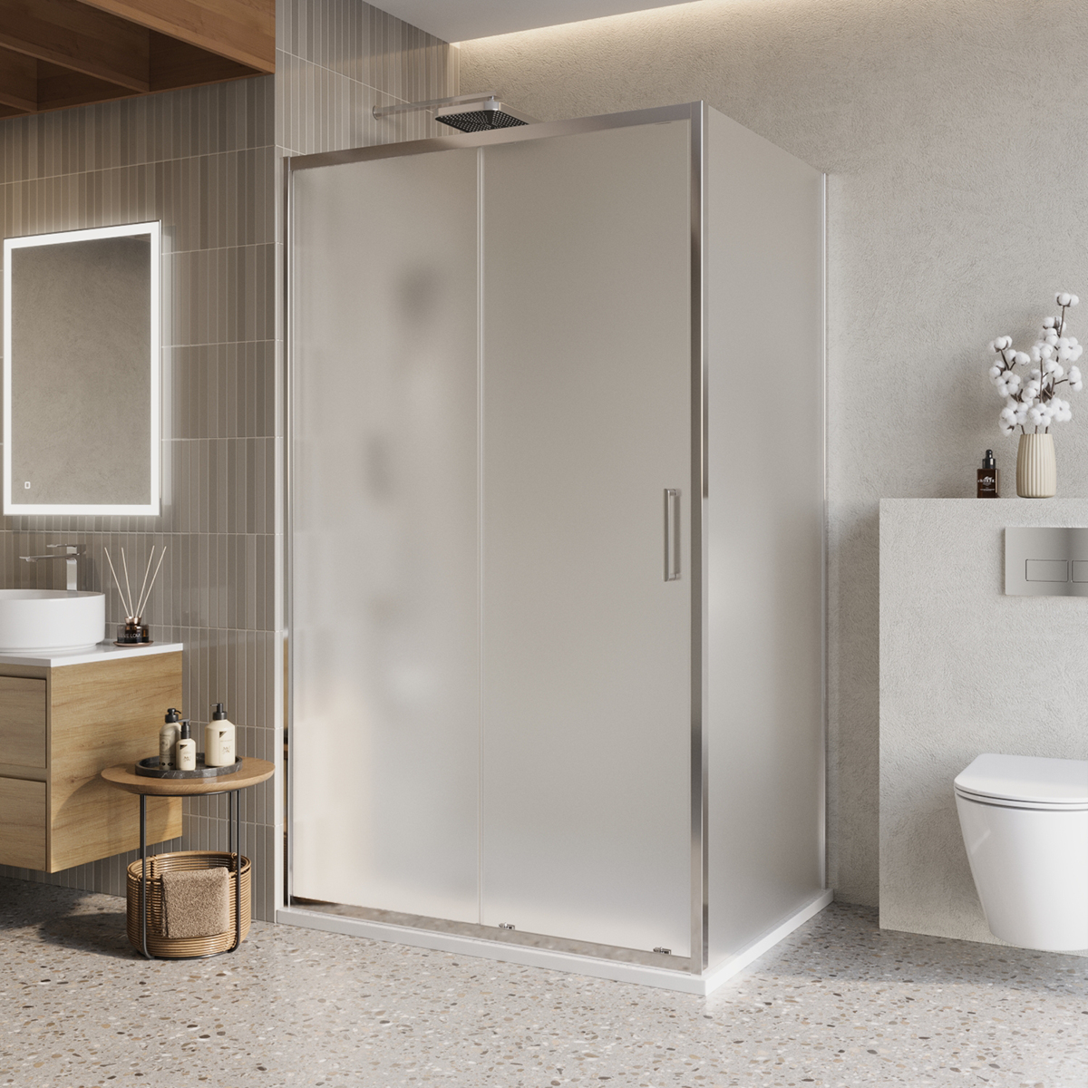 душевой уголок belbagno luce-ah-1-120/90-p-cr, 120 х 90 см, стекло рифленое / профиль хром
