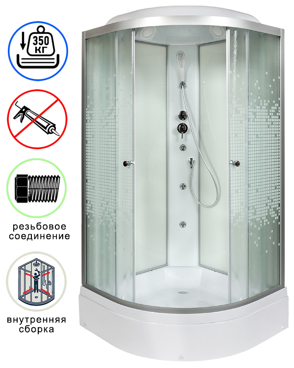 душевая кабина avacan l790gm ava 90x90 с гидромассажем (стекла матовые с рисунком)