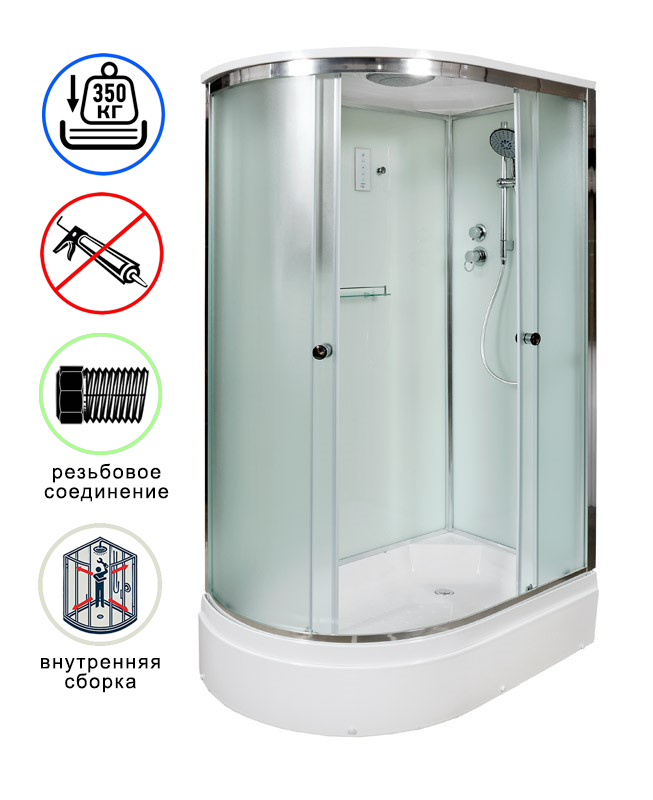 душевая кабина avacan d272srel ava 120x80 с электрикой, правая, стекла матовые, профиль хром