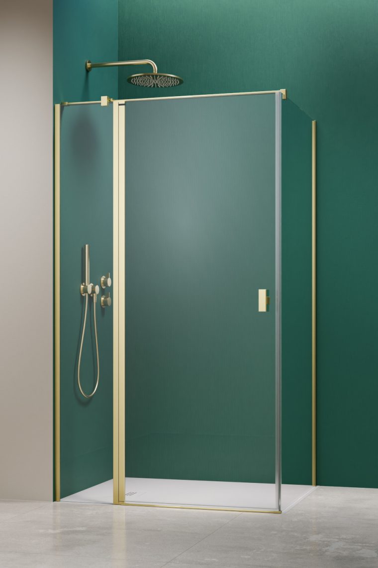душевой уголок radaway nes 6 brushed light gold kdj ii 80x70 левый, стекла прозрачные, профиль брашированное светлое золото