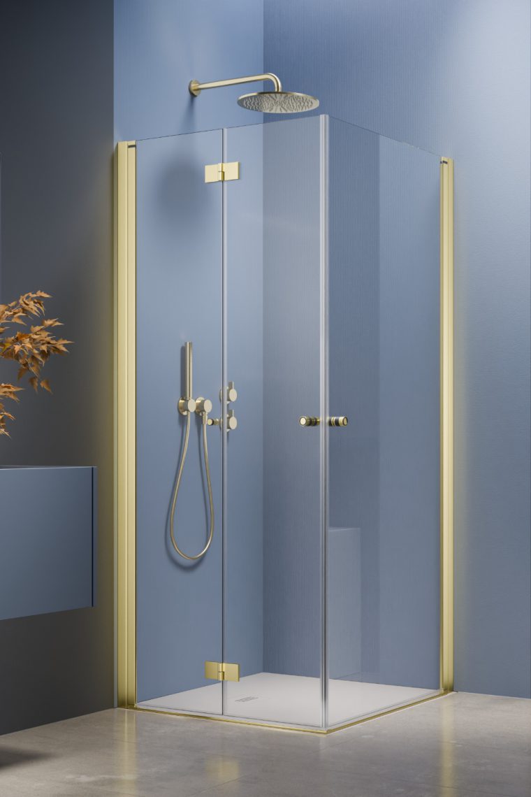 душевой уголок radaway nes 6 brushed light gold kdd b / kdd i 80x80 левый, стекла прозрачные, профиль брашированное светлое золото