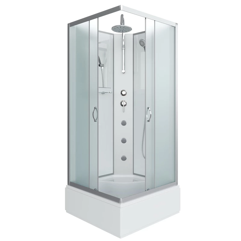 душевая кабина niagara ng-1108-14bktg 90x90 с гидромассажем, без крыши, стекла матовые, профиль серебро
