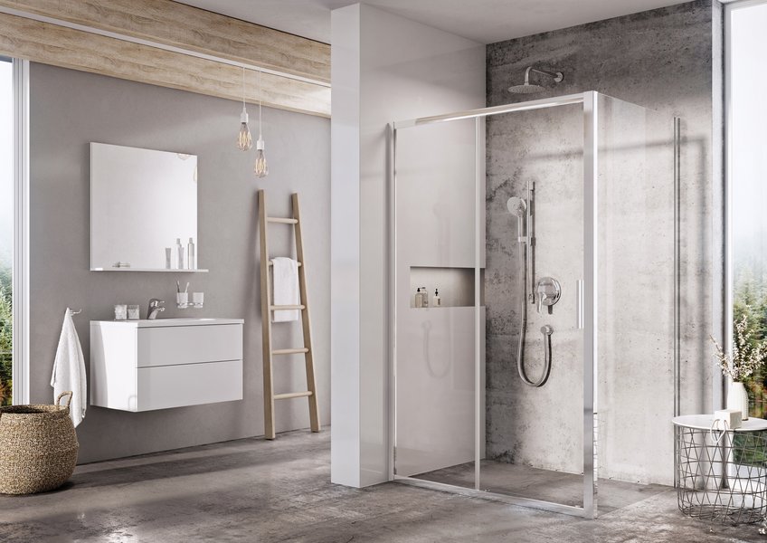 душевой уголок ravak blix slim blsdp2+blsps 120x80 стекла прозрачные, профиль серебристый