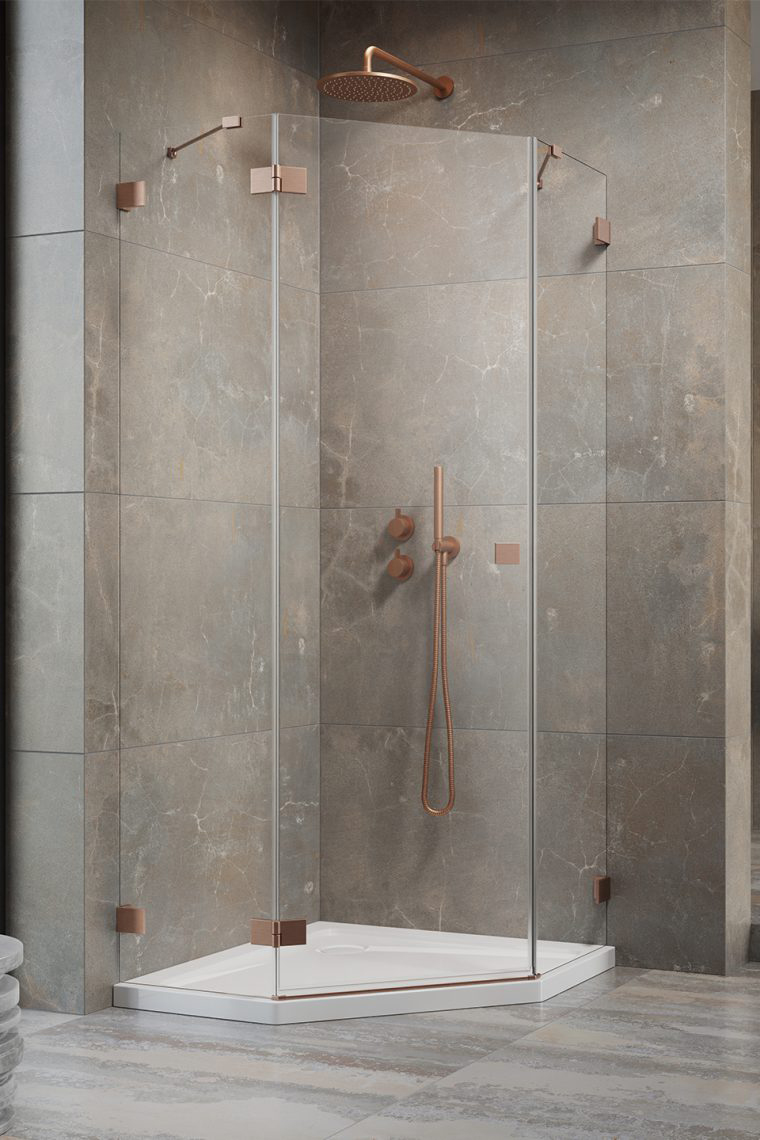 душевой уголок radaway essenza pro brushed copper ptj l 90x100 прозрачное/брашированная медь