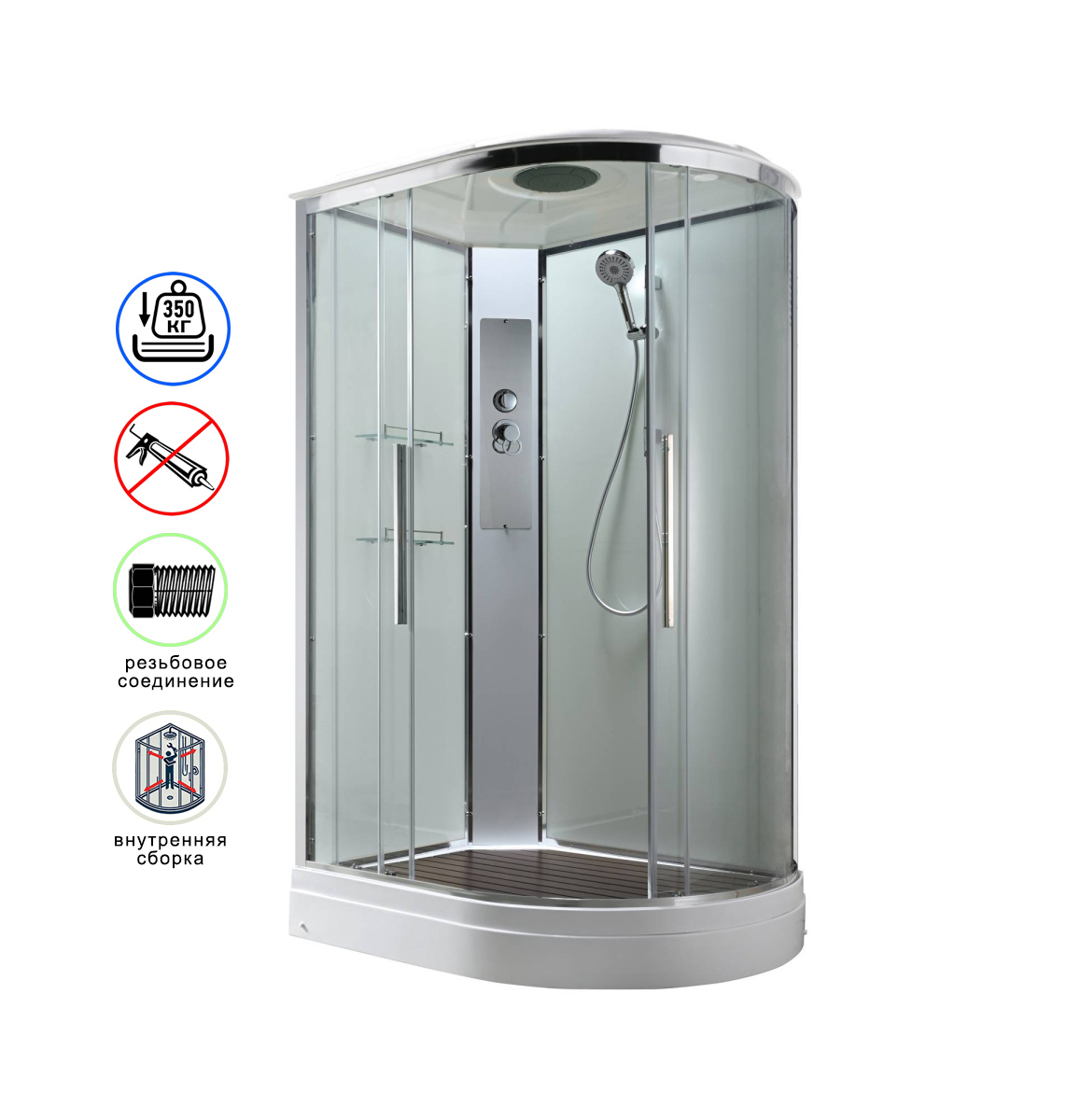 душевая кабина avacan em2912lt ava 120x90 левая, стандарт, стекла прозрачные, профиль хром