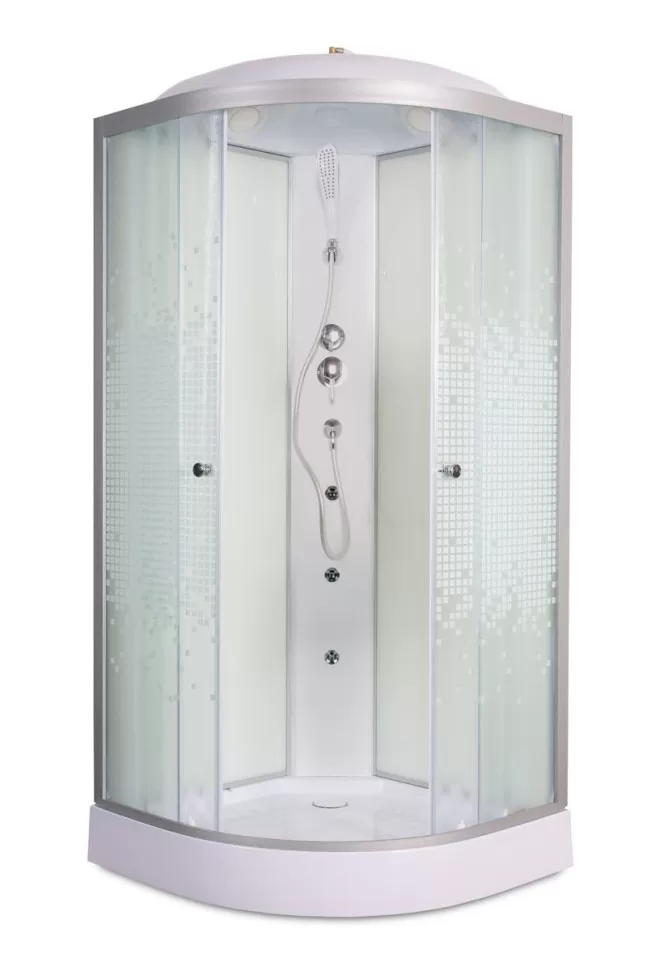 душевая кабина deto l909gm+vst 90x90 стекла матовые с рисунком, профиль хром