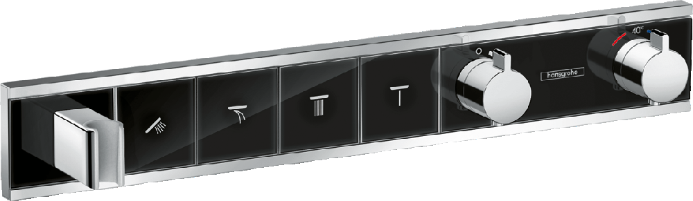 термостатический смеситель hansgrohe rainselect 15357600 на четыре потребителя, черный/хром