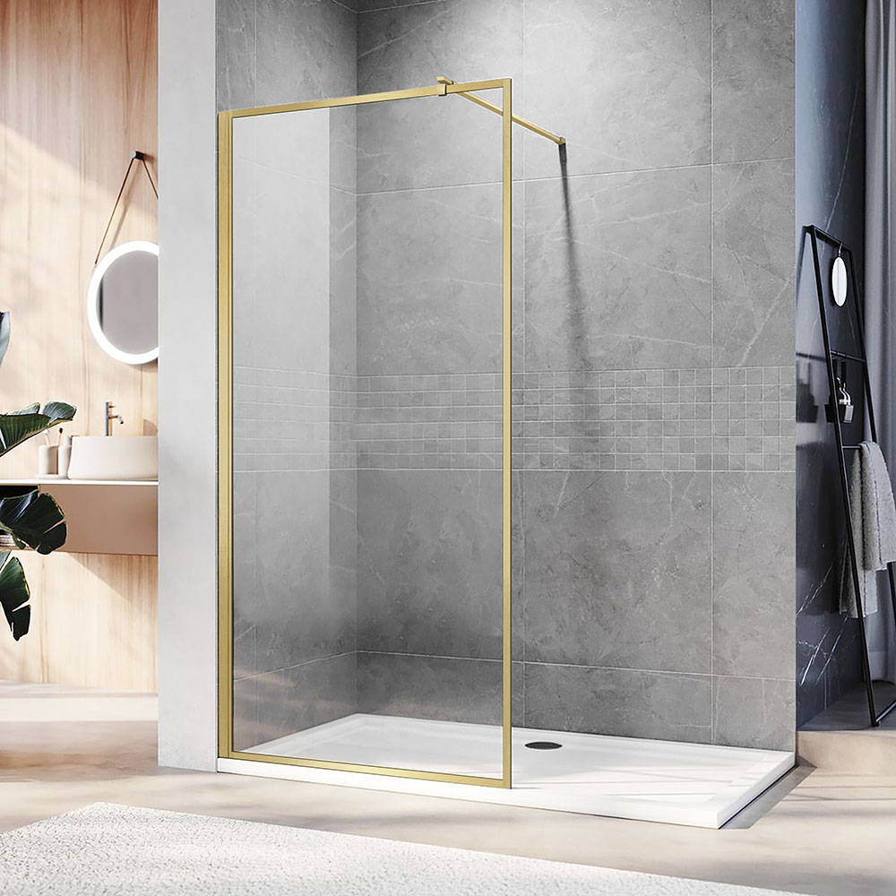 душевой уголок veconi kr-81g 110x200 прозрачное стекло / профиль золото браш