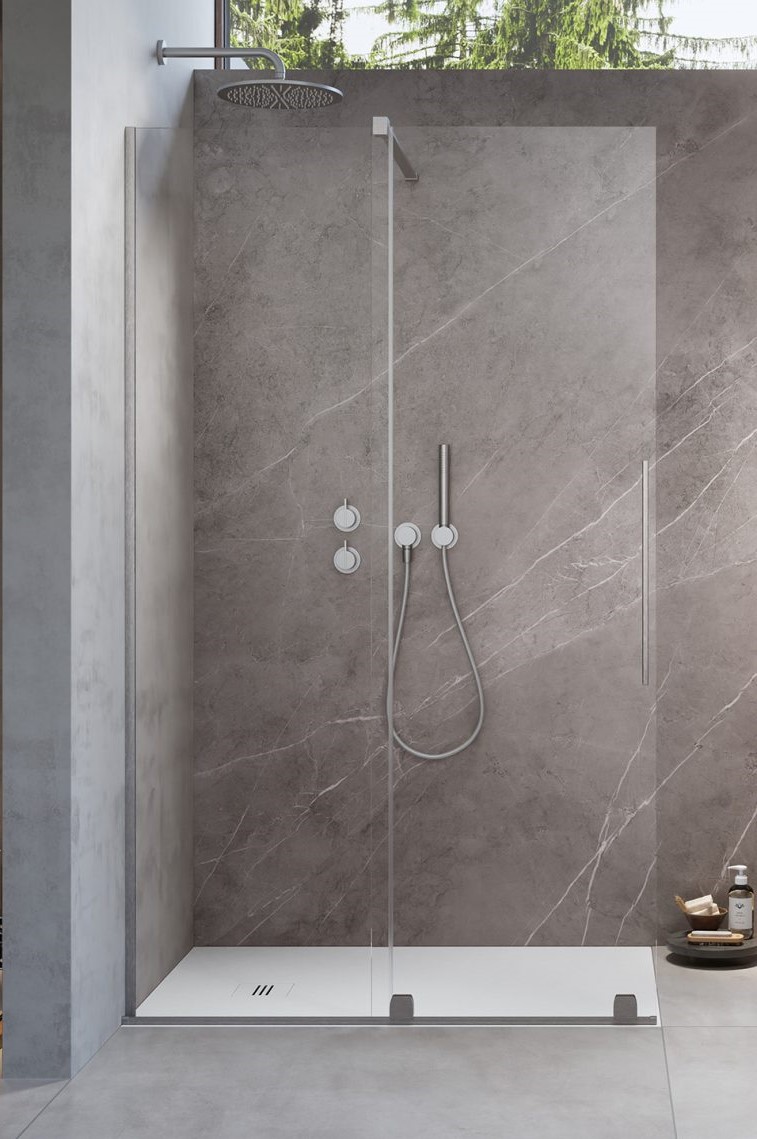 душевой уголок radaway furo brushed nickel walk-in l 130x200 стекла прозрачные, профиль брашированный никель