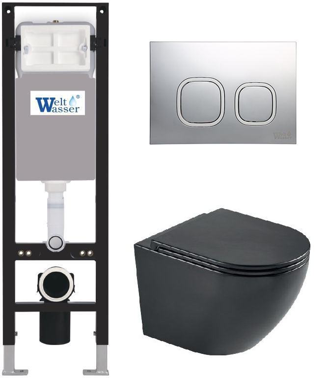 комплект инсталляции welt-wasser amberg 350 с клавишей смыва amberg rd-mt cr и унитазом merzbach 043 xl mt-bl