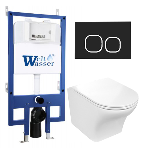 комплект инсталляции welt wasser bamberg 545 с клавишей смыва bamberg bl и подвесным унитазом odenbach 004 gl-wt