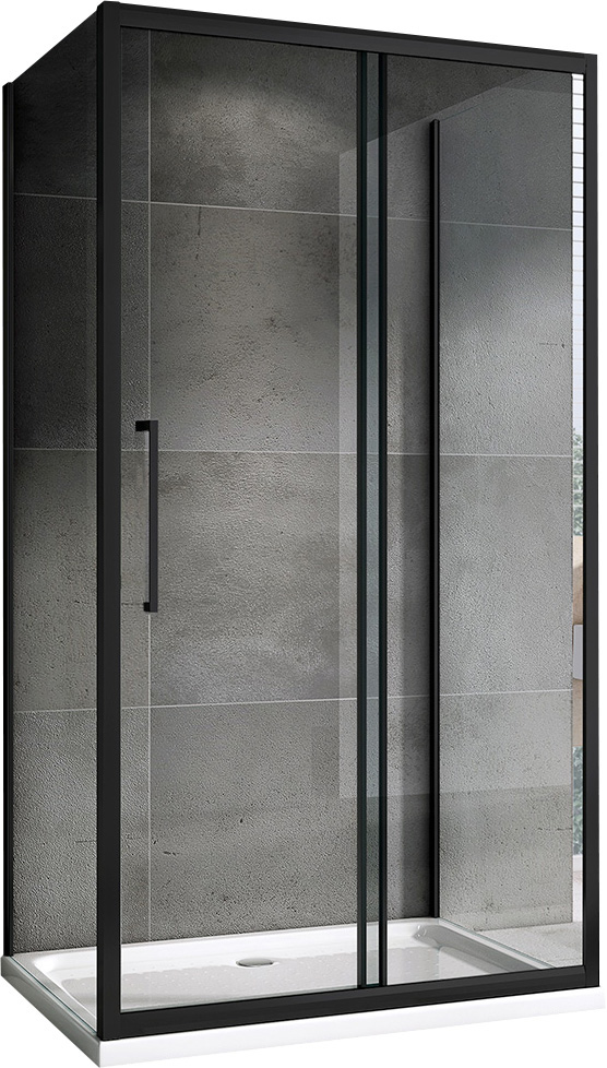 душевой уголок abber schwarzer diamant ag30170bh-s80b-s80b 170x80 стекла прозрачные, профиль черный