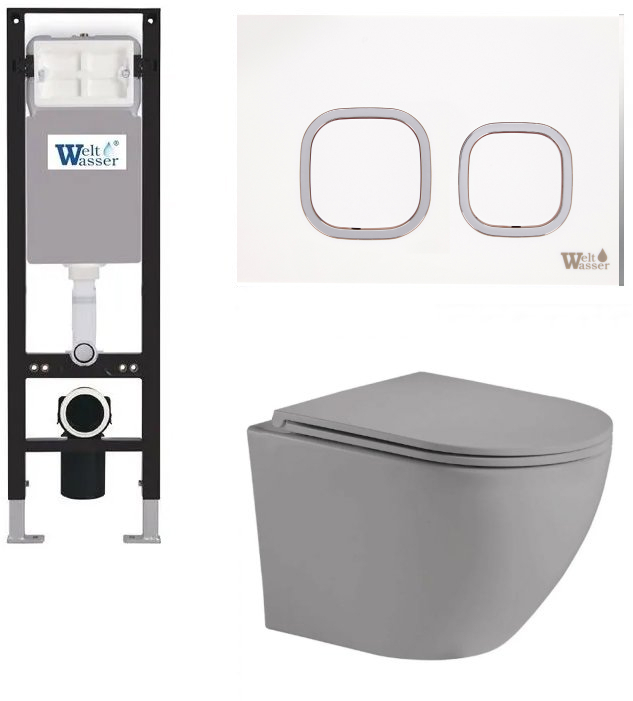 комплект инсталляция welt-wasser amberg 350 для унитаза merzbach 041 mt-gr с клавишей смыва amberg rd-wt