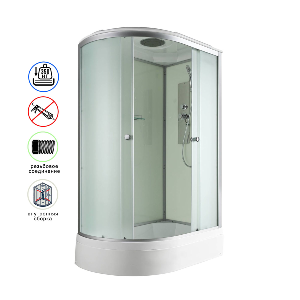 душевая кабина avacan d3012r ava 120x80 правая, стандарт, стекла матовые, профиль хром