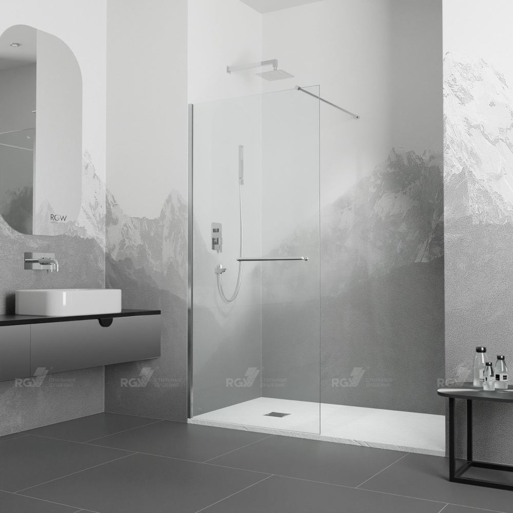 душевой уголок rgw walk-in wa-040 35104009-11 90x195 стекло прозрачное, профиль хром