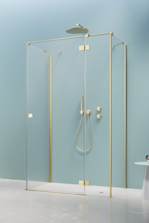 душевой уголок radaway essenza 6 brushed light gold kdj+s 100x80 правый, стекла прозрачные, профиль брашированное светлое золото