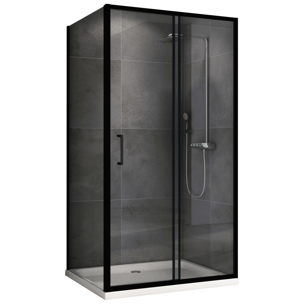 душевой уголок abber schwarzer diamant ag30110b5-s80b5 110x80 стекла прозрачные, профиль черный