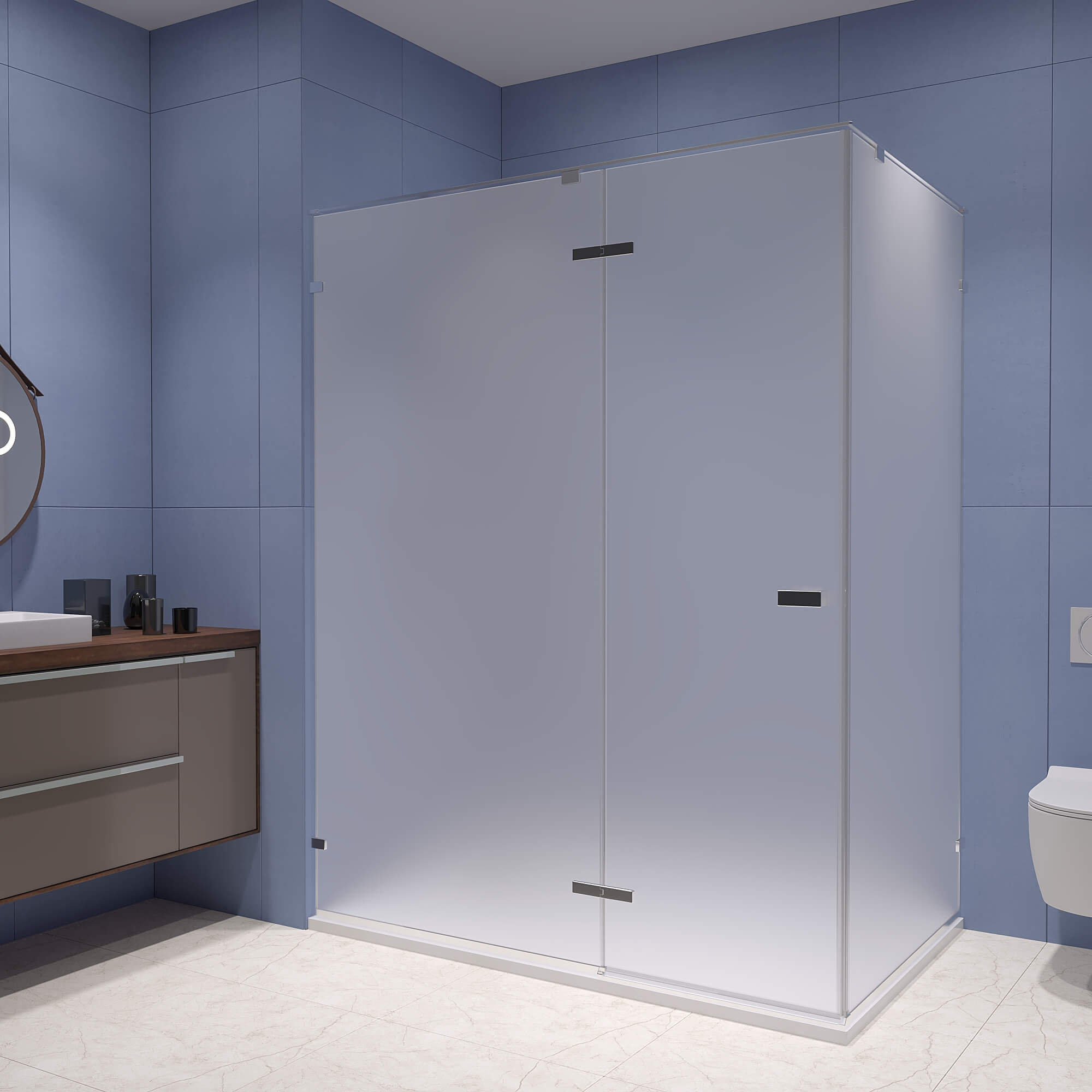 душевой уголок rgw stilvoll sv-040 110x80 стекла матовые, профиль хром