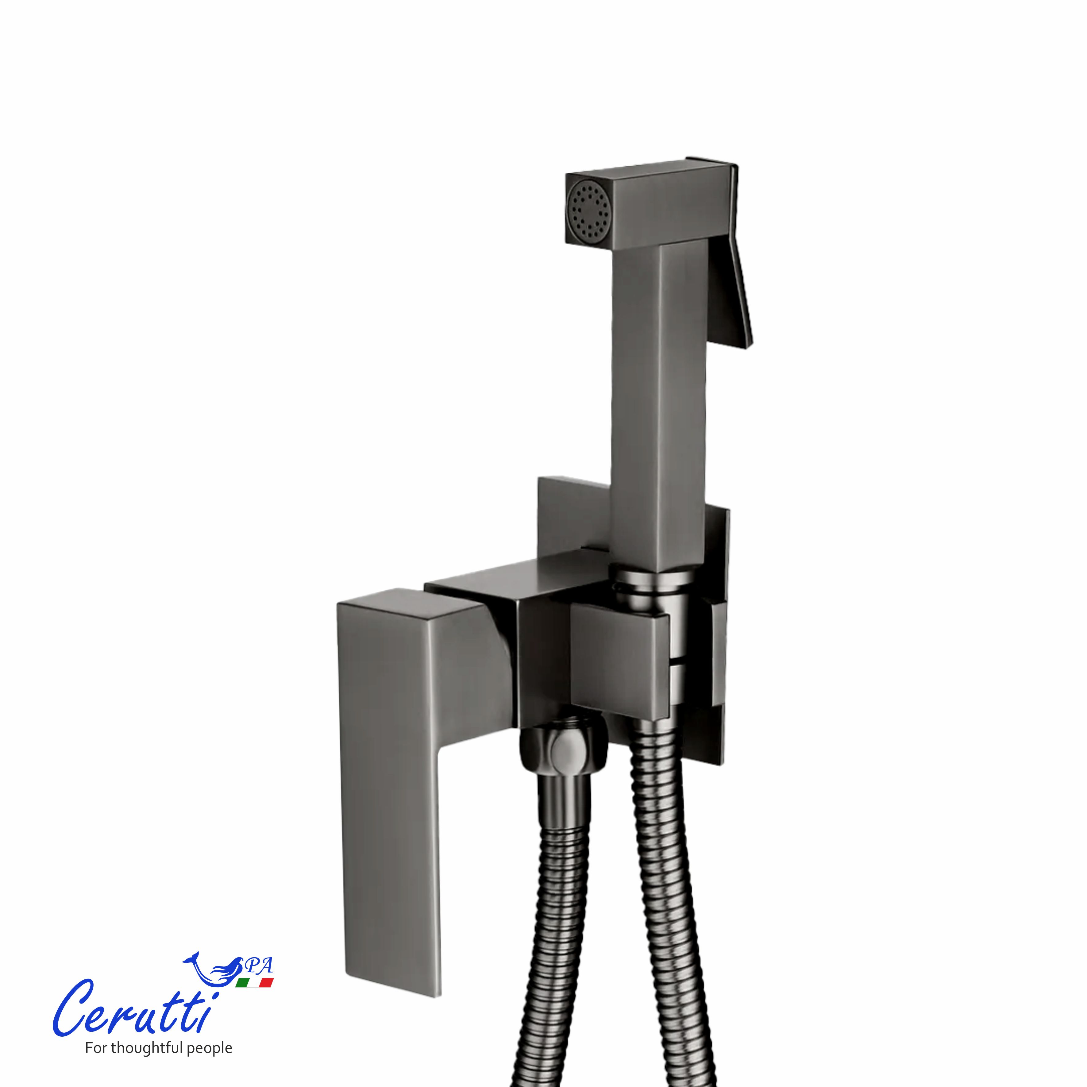смеситель для биде ceruttispa resia shgr ct12132 с гигиеническим душем, серый