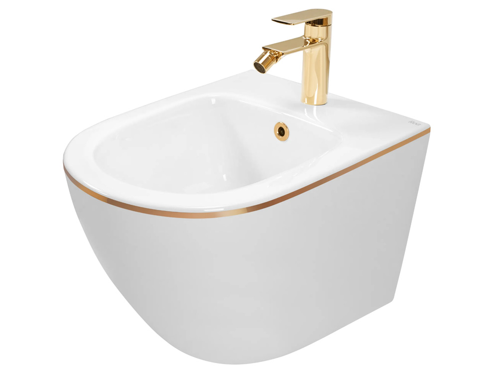 биде подвесное rea carlo mini white gold edge rea-c6990 белый/золото