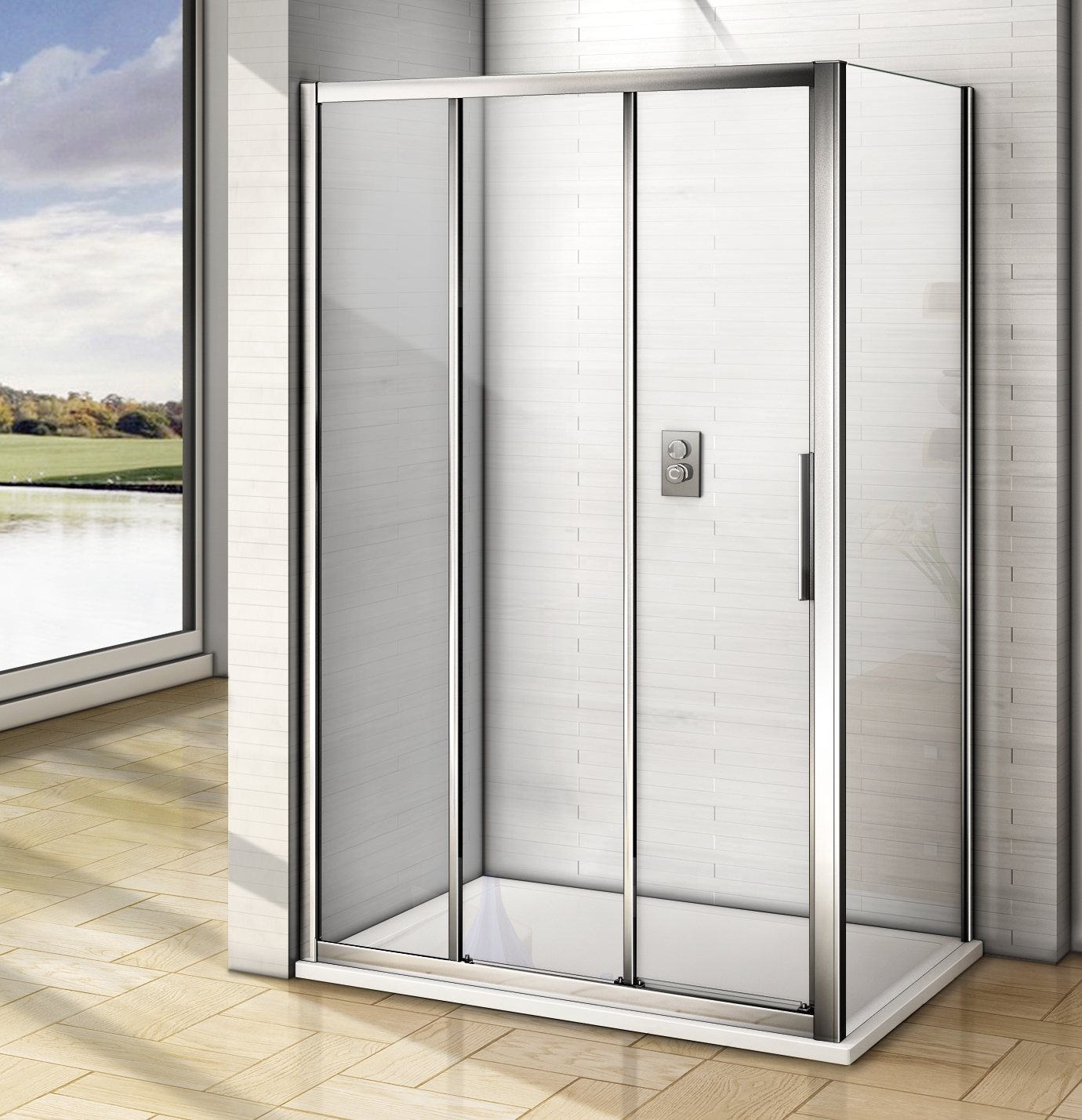 душевой уголок gooddoor orion wtw+sp 140x90 стекло прозрачное / профиль хром