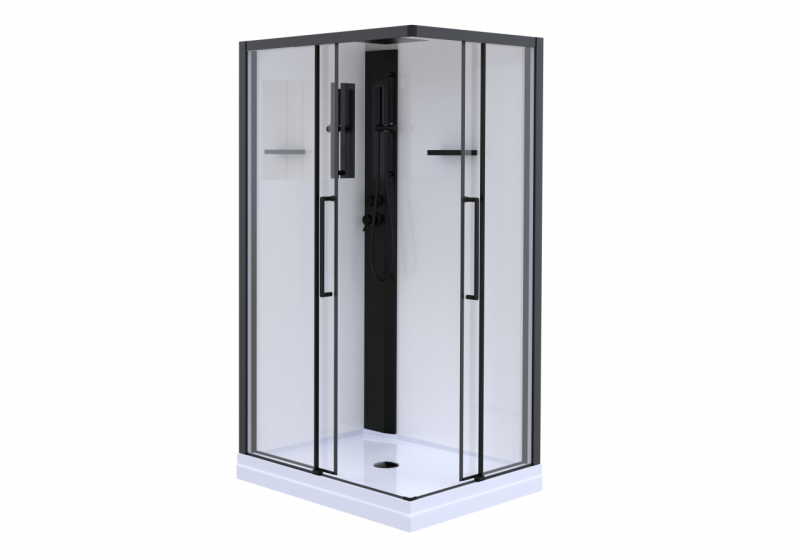 душевая кабина esbano esm-108 ckr 100x80 правая, стекла прозрачные, профиль черный