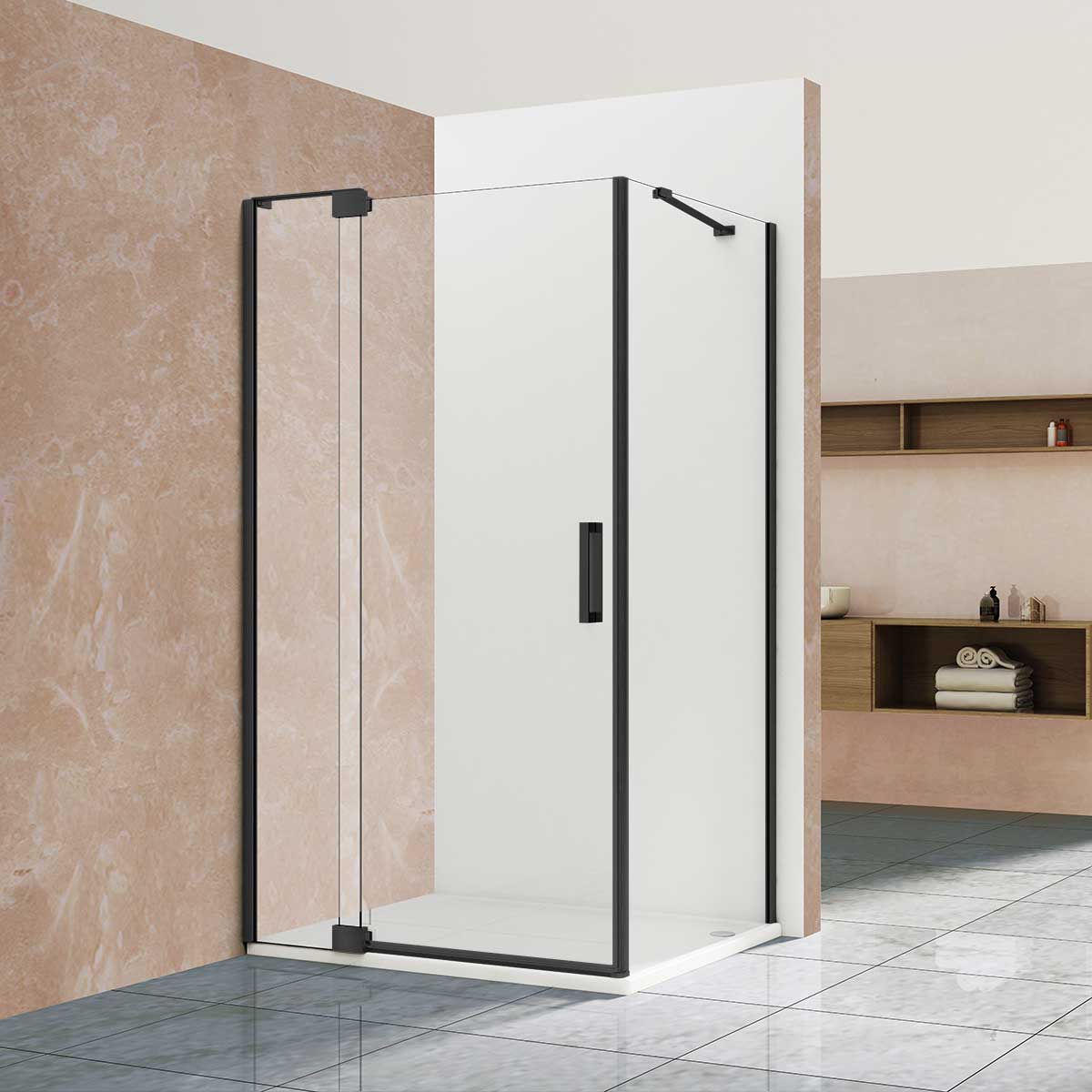 душевой уголок vincea extra vsr-1e809010clb 80/90x100 прозрачное стекло / профиль черный