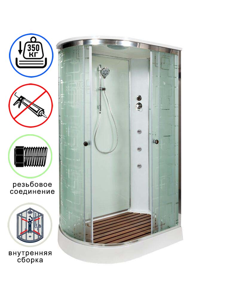 душевая кабина avacan em1512rgm ava 120x80 с гидромассажем, правая, стекла с узором, профиль хром