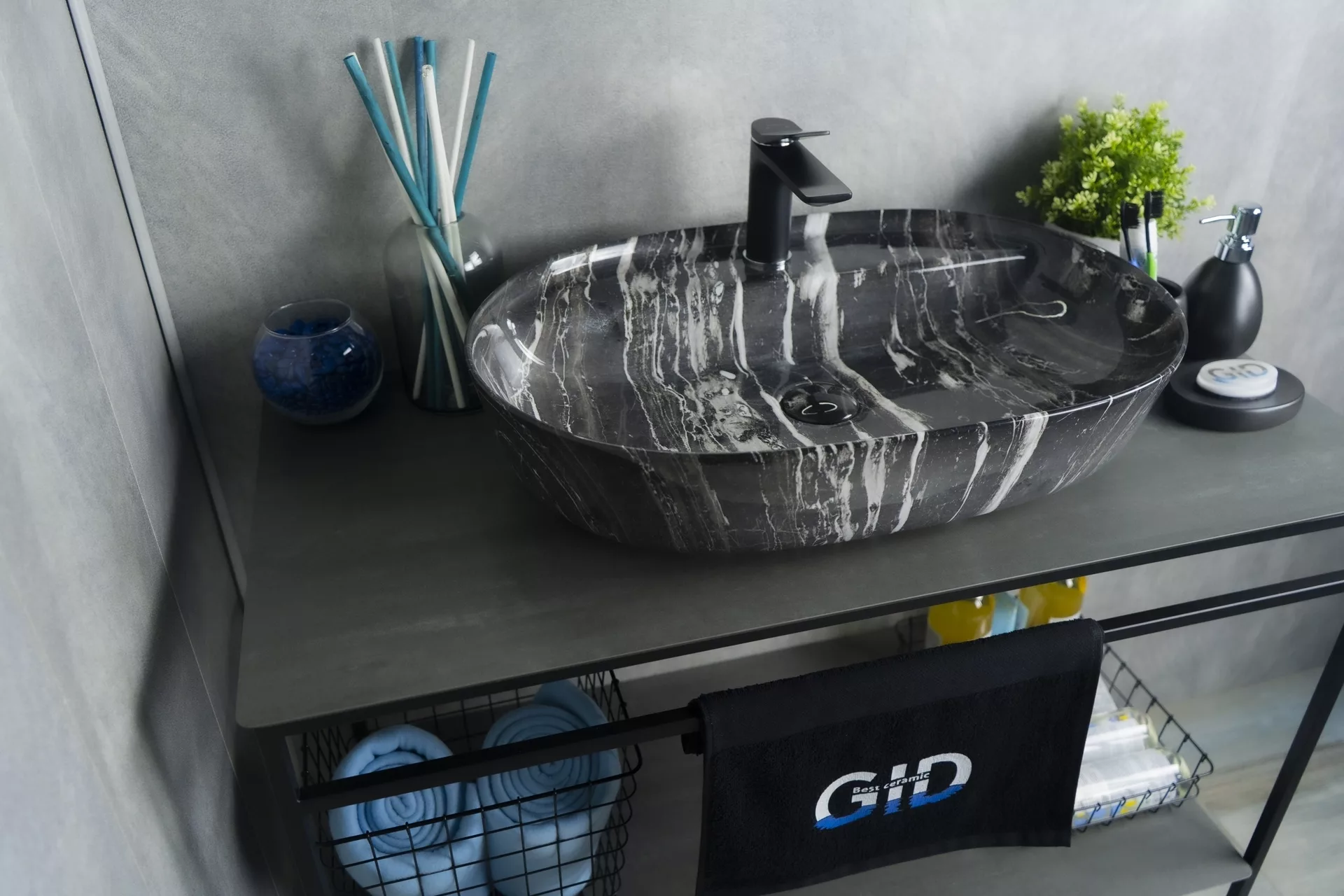 умывальник накладной gid bs1346 61x41 под камень глянцевый