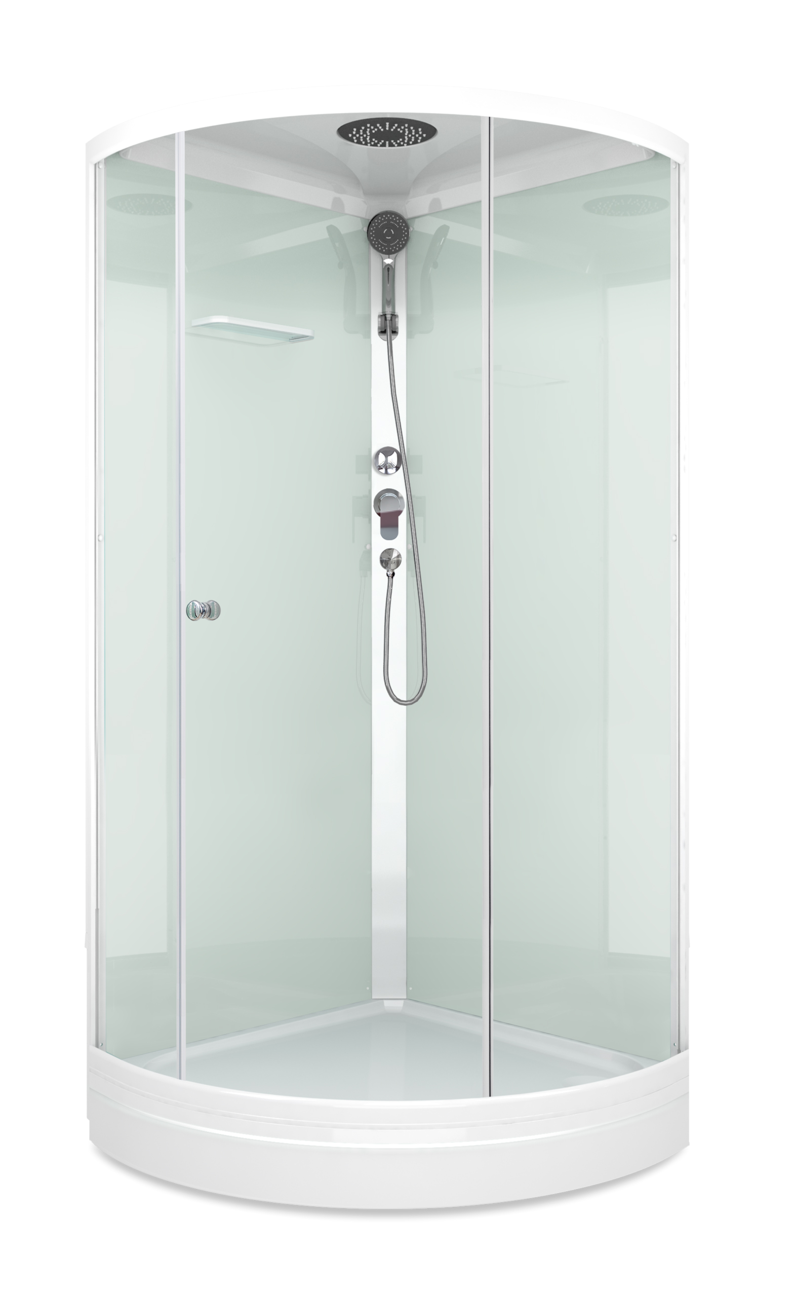 душевая кабина domani-spa simple 99 90x90 прозрачное стекло / белые стенки с крышей