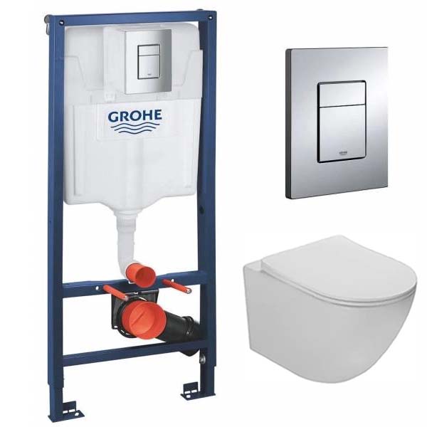 комплект инсталляции grohe rapid sl 38772001 (3 в 1) с клавишей хром и подвесным унитазом ceruttispa sella aria tornado