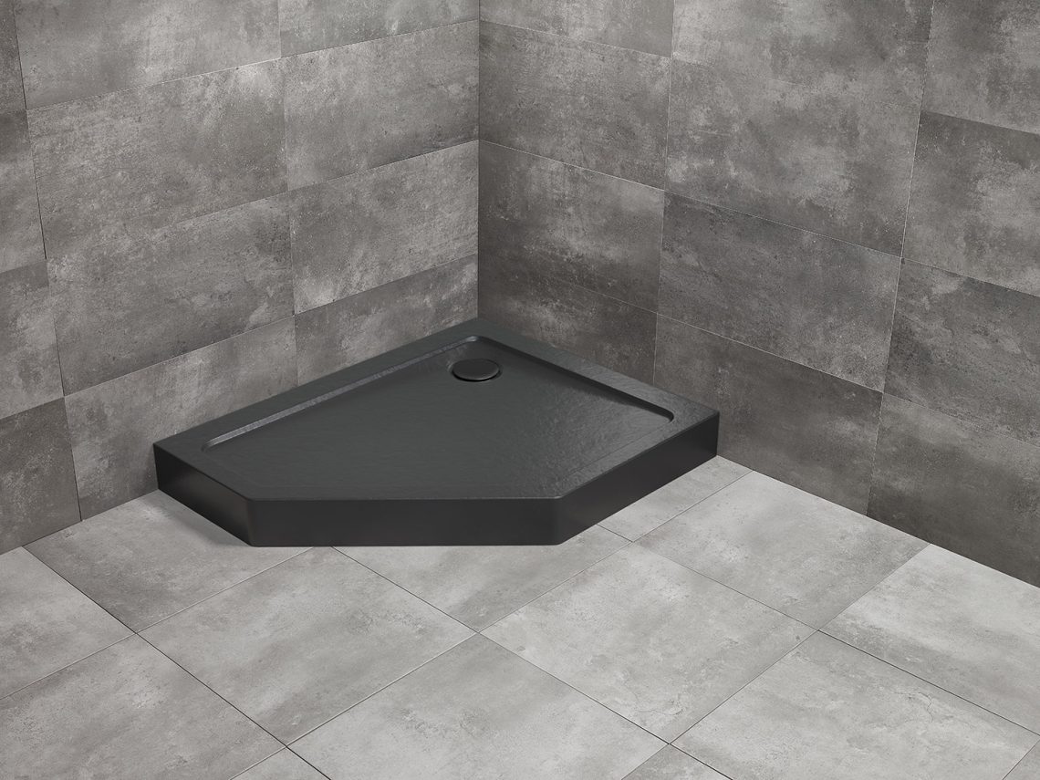 душевой поддон radaway doros pt e compact right stone black 100x90 черный
