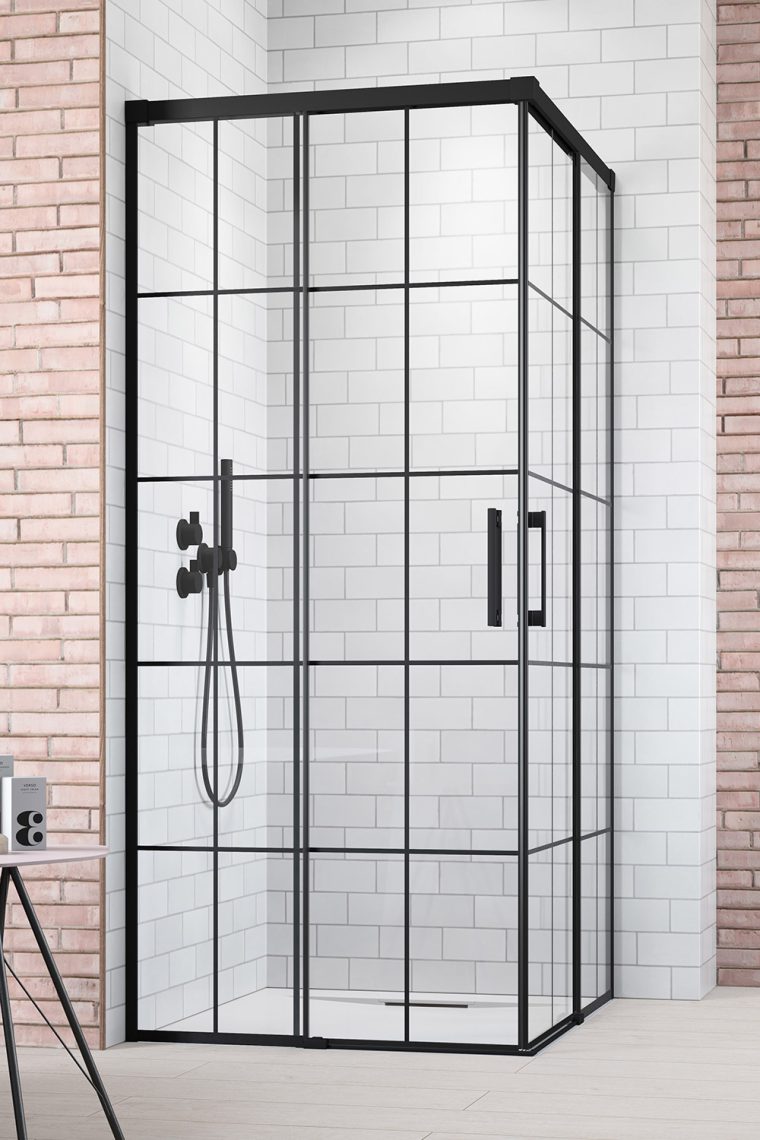 душевой уголок radaway idea black kdd factory 120x80 стекла прозрачные, профиль черный
