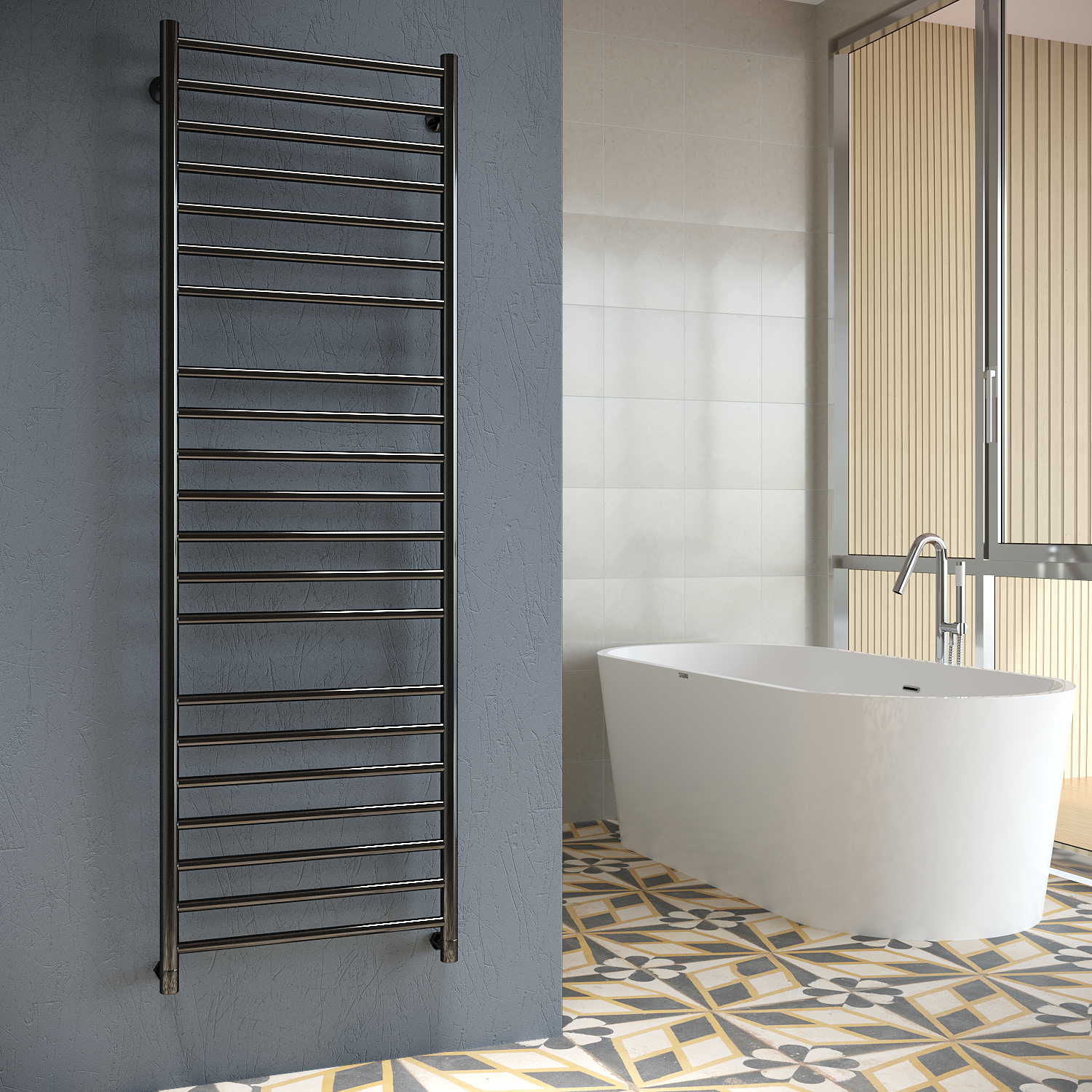 полотенцесушитель водяной stinox toscana luxe 50x160 черный глянец