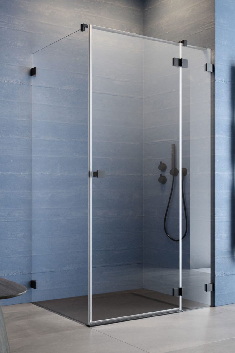 душевой уголок radaway essenza pro 8 black kdj 120x75 правый, стекла прозрачные, профиль черный