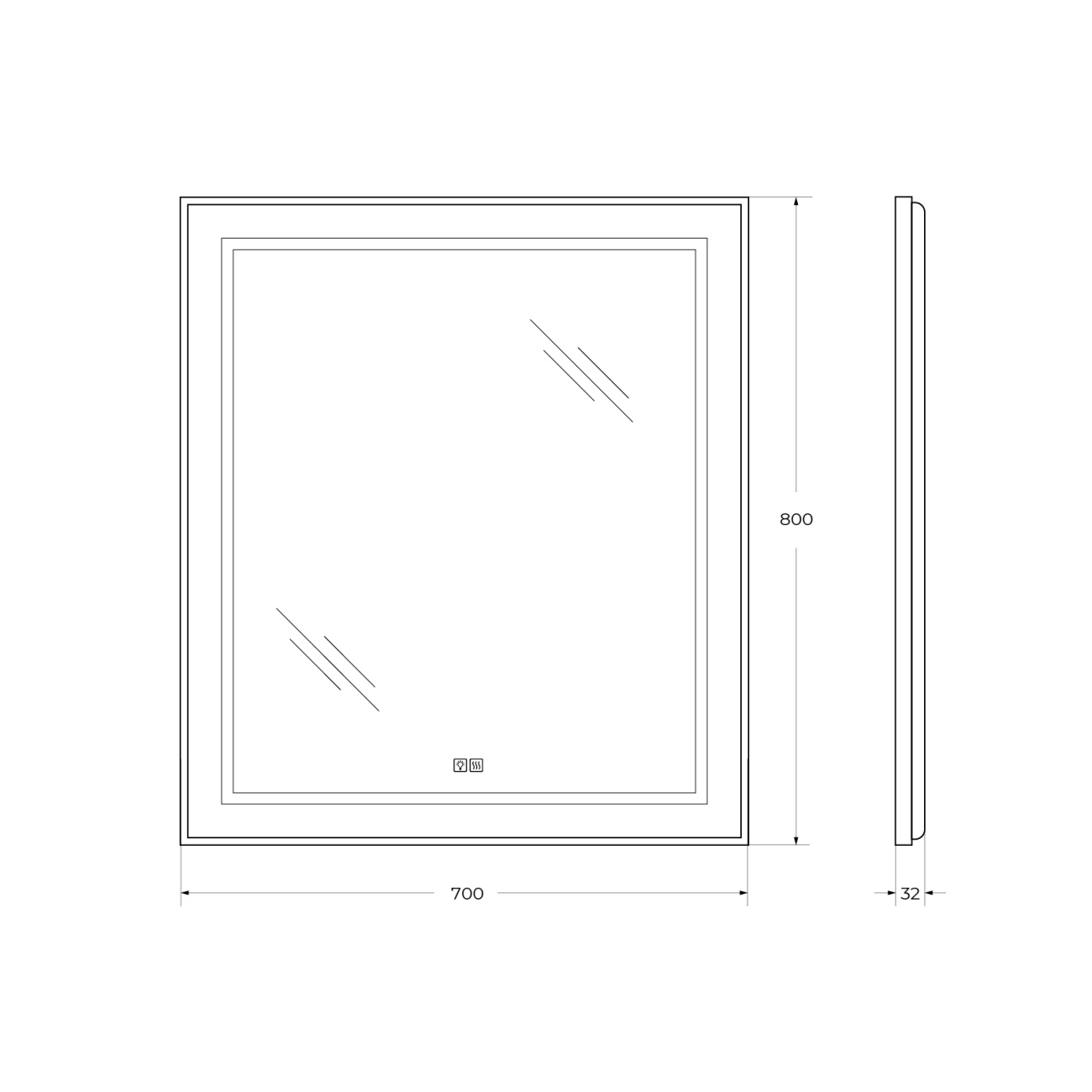 зеркало belbagno spc-kraft-700-800-sens-al с подсветкой, сатин