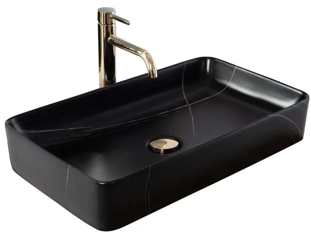 умывальник накладной rea denis black stone rea-u6510
