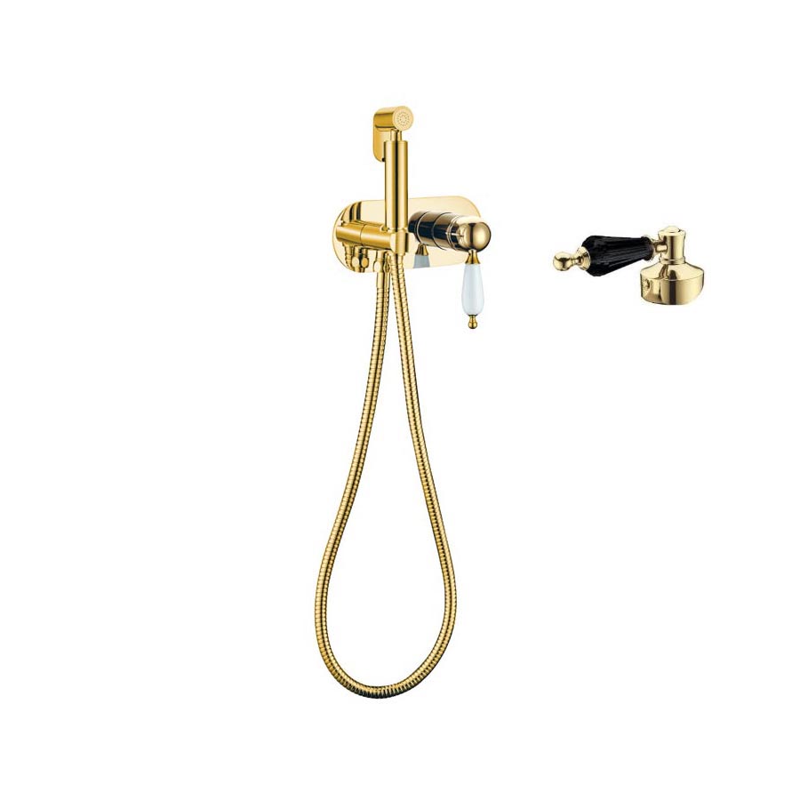 смеситель для биде boheme imperiale tradizionale oro 425-bsw золото + черный кристалл swarovski