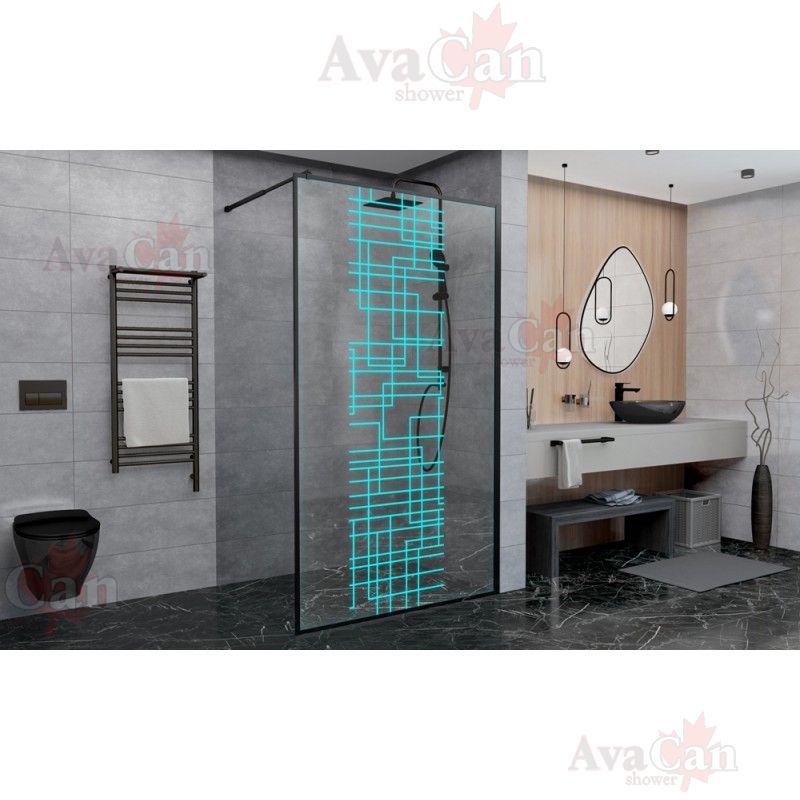 душевой уголок avacan lb100 ava 100x200 стекла с рисунком, профиль черный