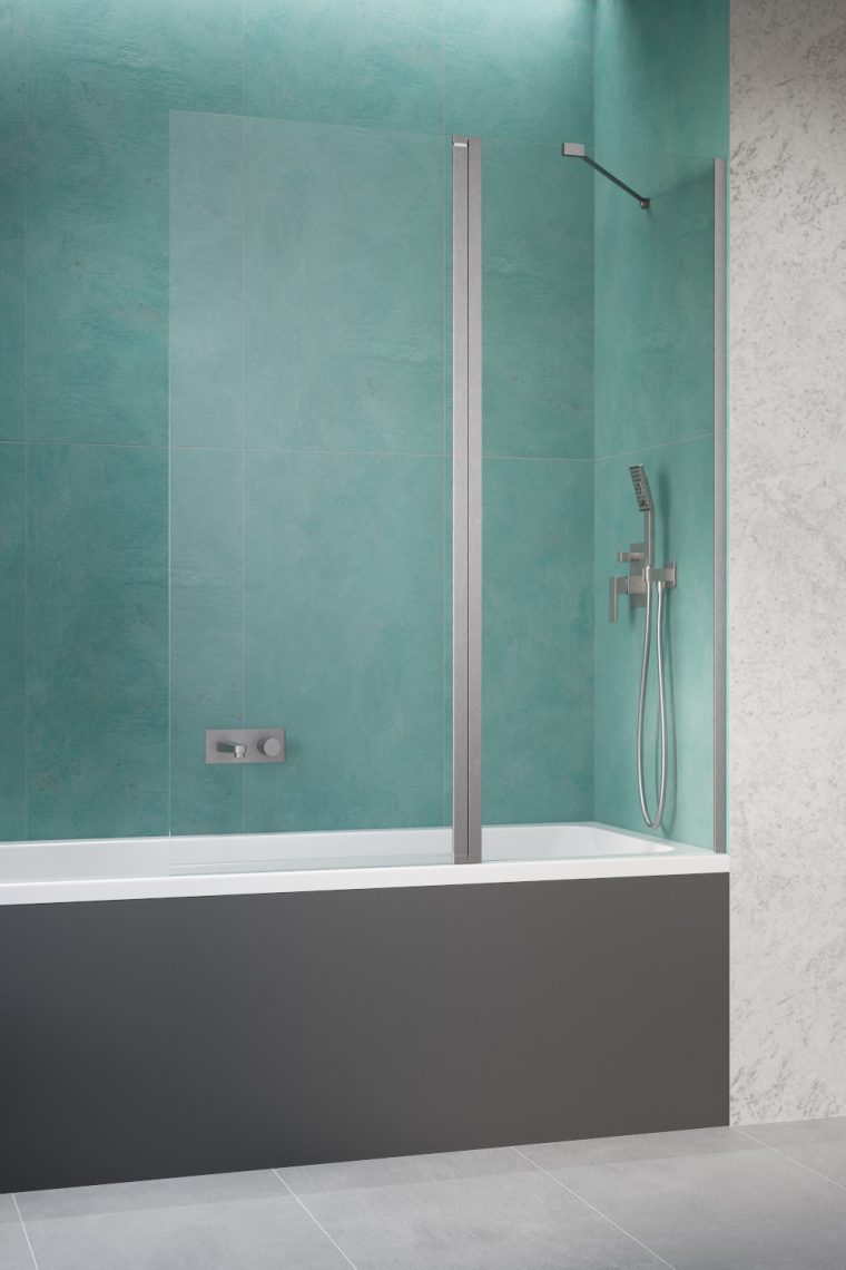 душевая шторка radaway nes brushed nickel pnd ii 140x150 правая, стекла прозрачные, профиль брашированный никель