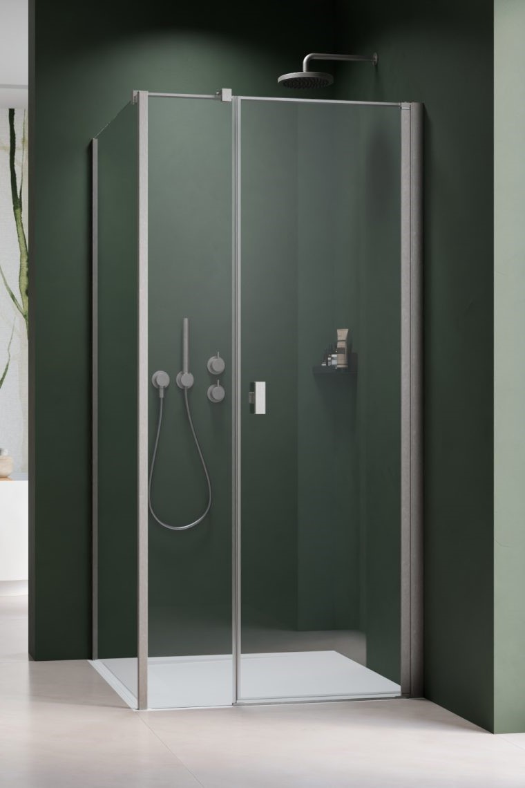 душевой уголок radaway nes brushed nickel kds i 100x75 правый, стекла прозрачные, профиль брашированный никель