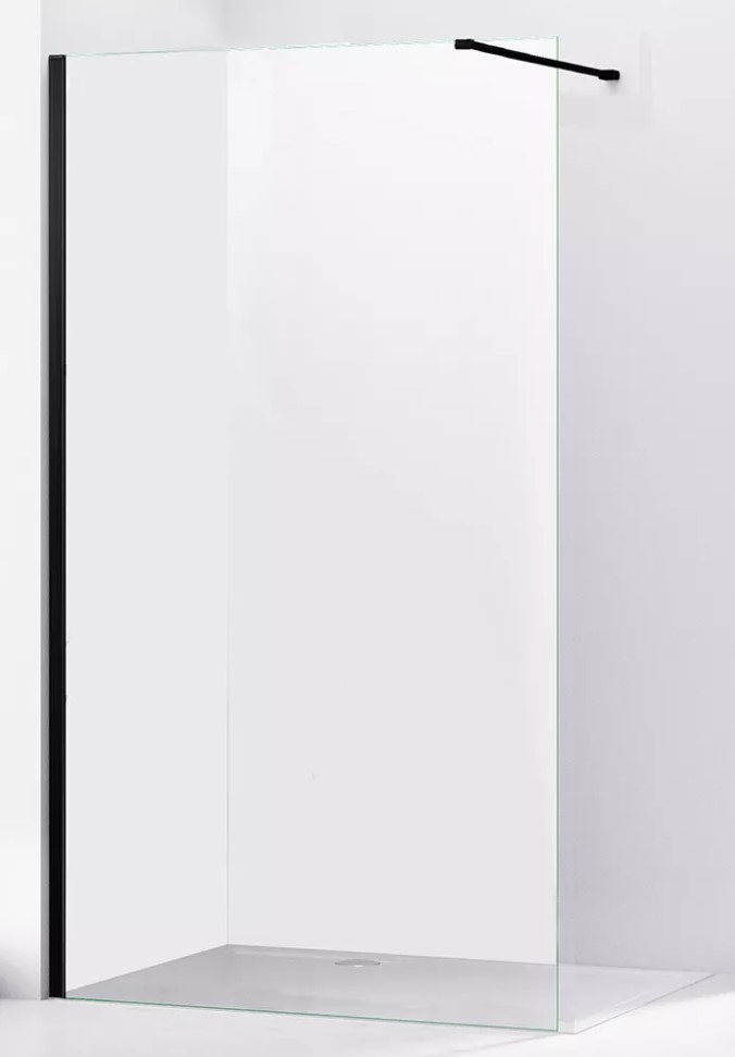 душевой уголок abber immer offen ag61100b walk-in 100x200 прозрачные стекла / черный профиль