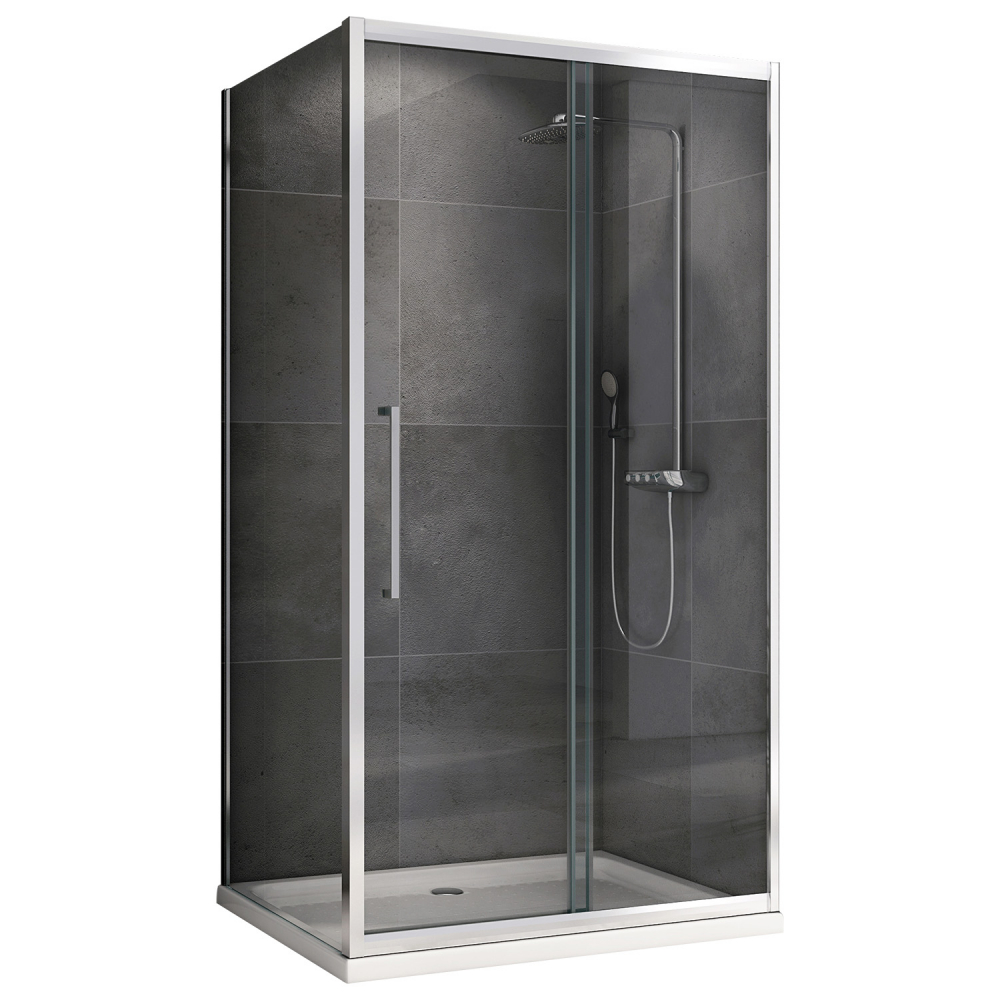 душевой уголок abber schwarzer diamant ag30170h-s80 170x80 стекла прозрачные, профиль хром
