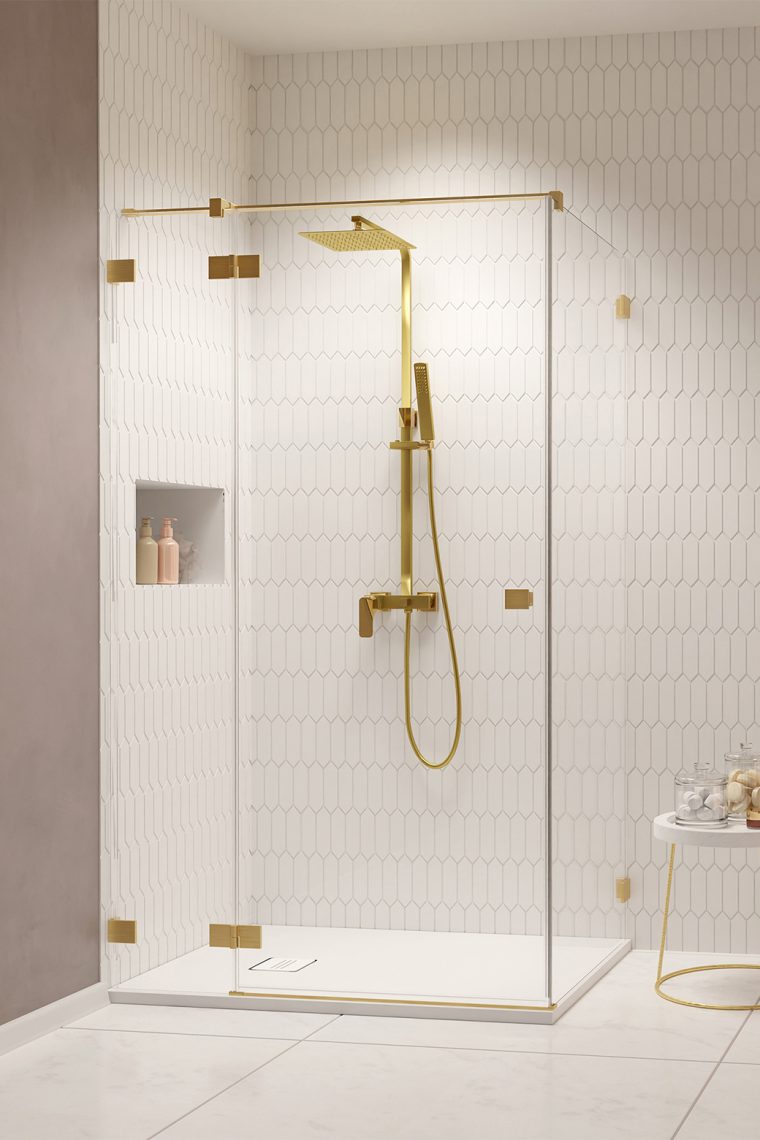 душевой уголок radaway essenza pro brushed gold kdj l 80x70 прозрачное стекло / профиль брашированное золото (левый)