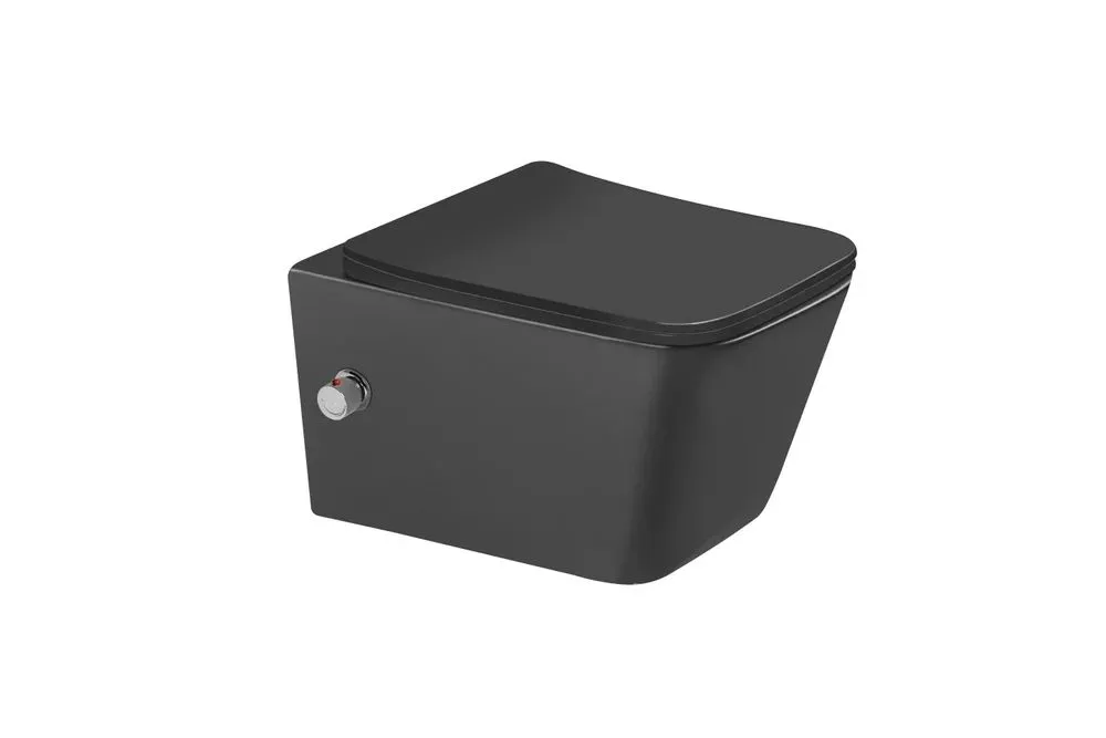 унитаз подвесной santiline sl-5007t-mb/bd 35,8x52 с функцией биде, сиденье duroplast, микролифт, черный матовый